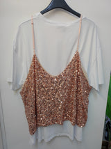 T-shirt + top paillettes