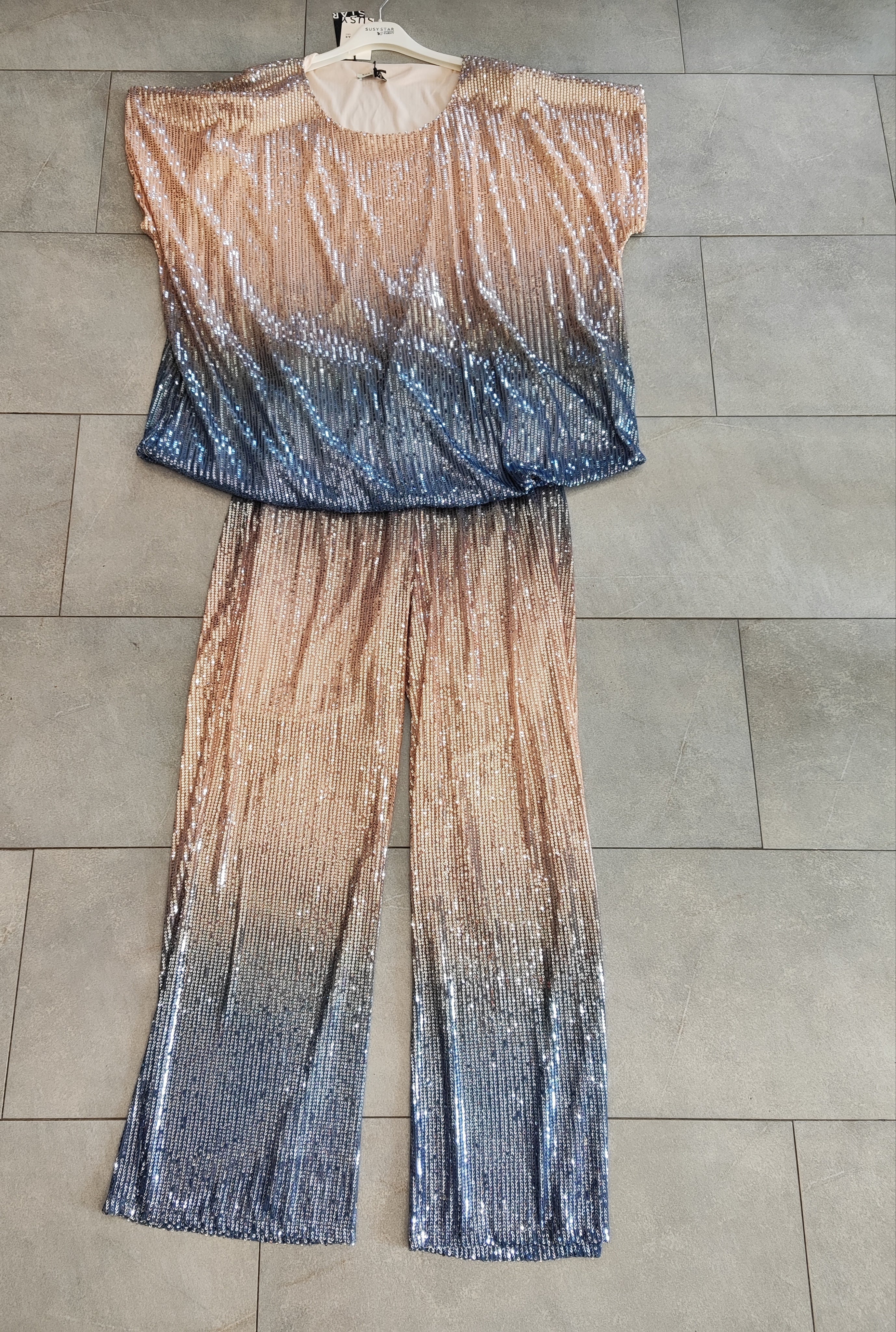 Maglia paillettes blu