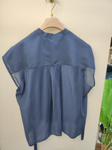 Top chiffon blu