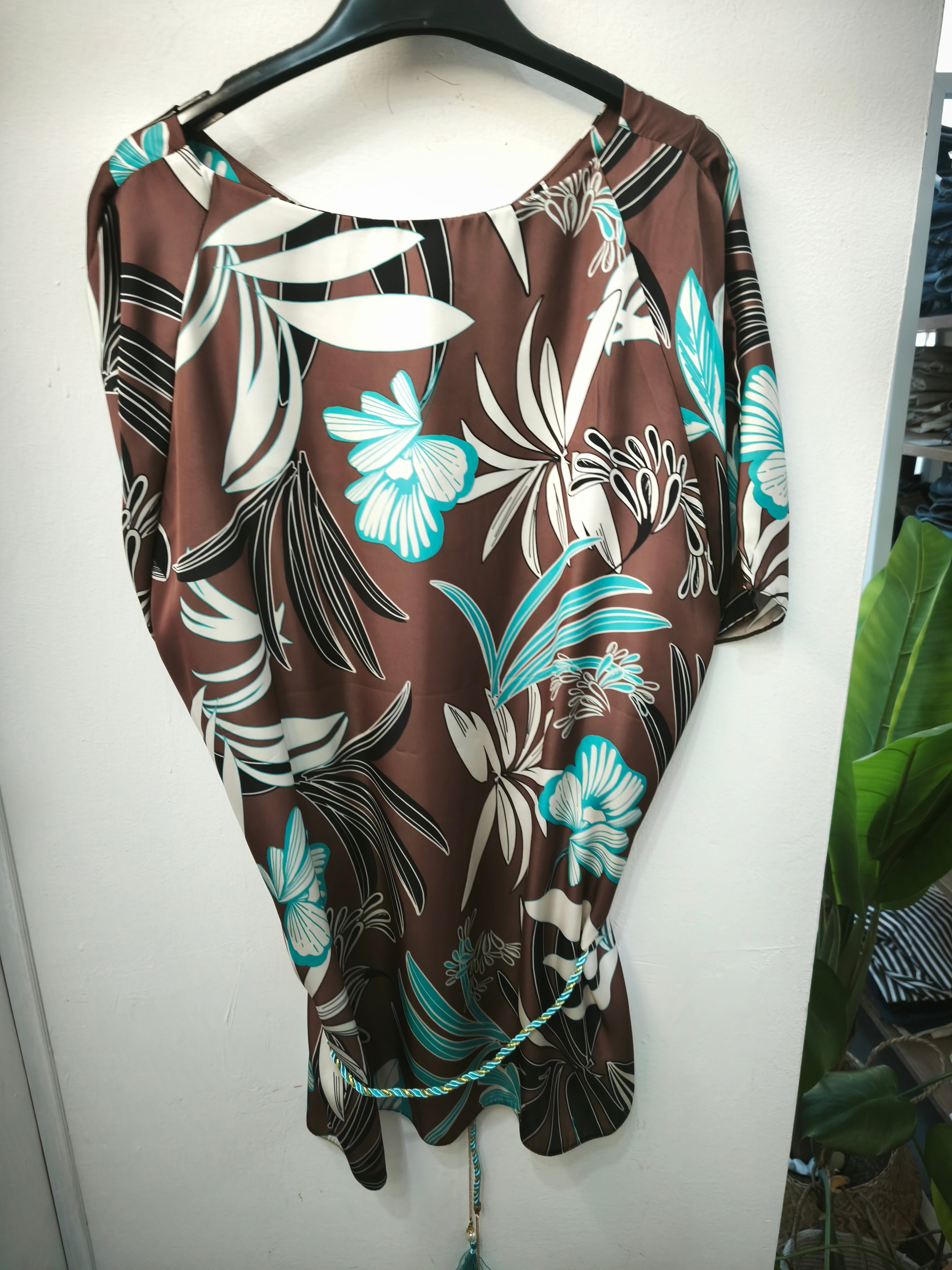 Maglia floreale marrone