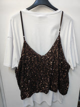 T-shirt + top paillettes