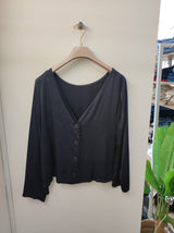 Blusa bottoni dietro blu