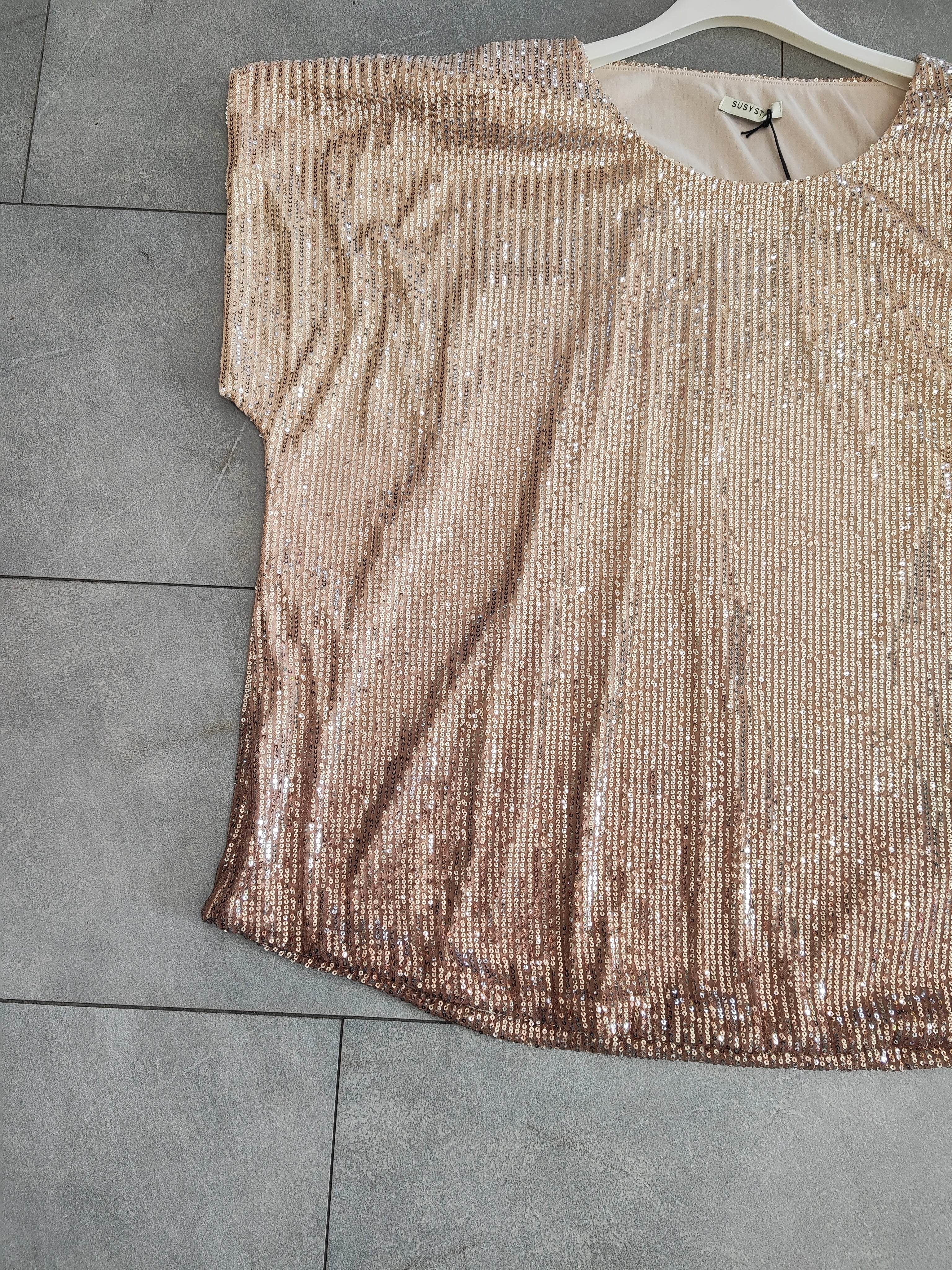 Maglia paillettes fango  C668