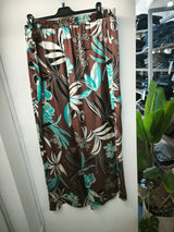 Pantalone floreale marrone
