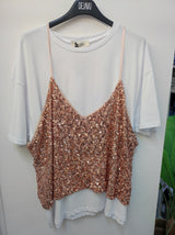 T-shirt + top paillettes