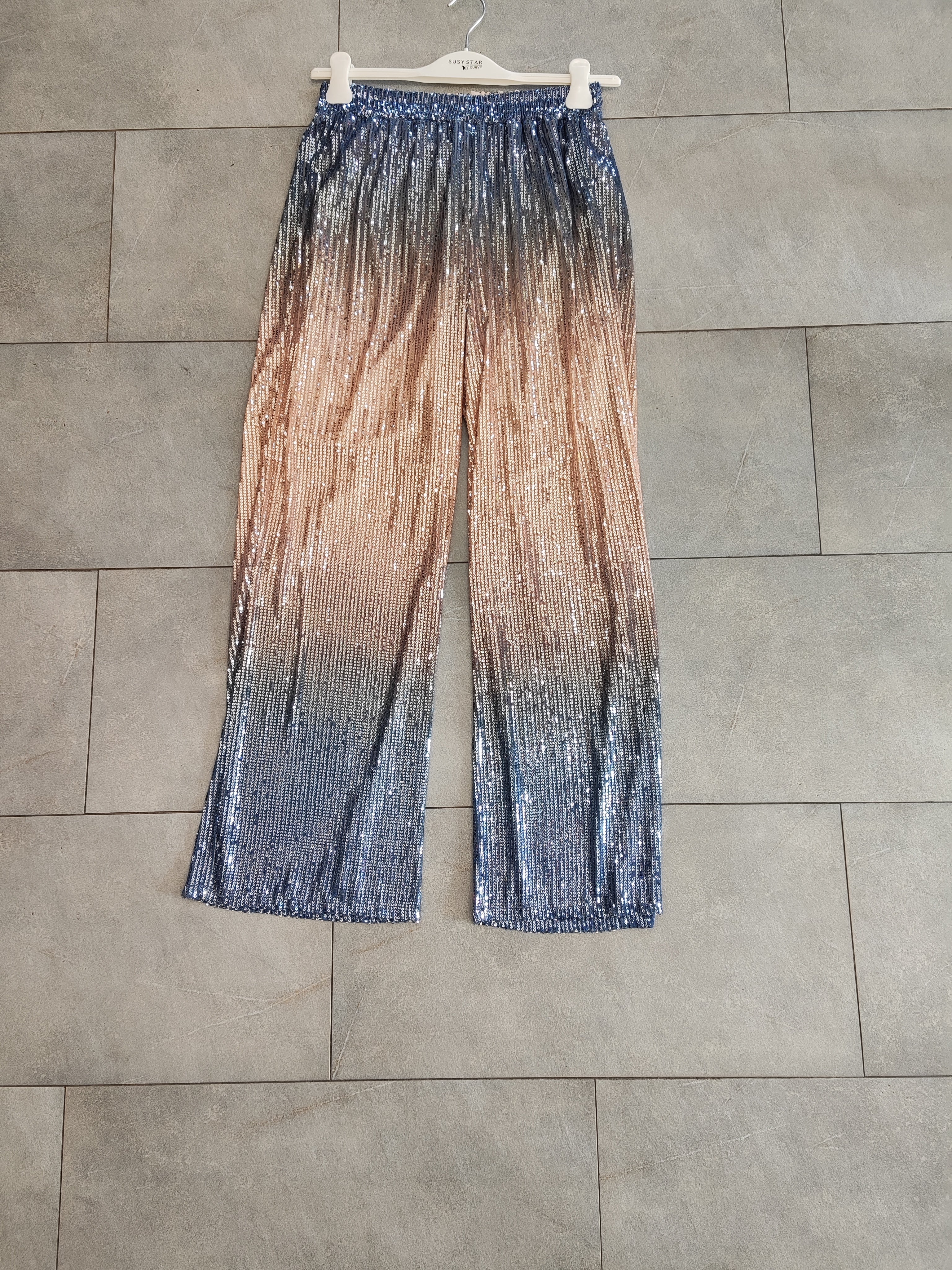 Pantalone paillettes blu C701